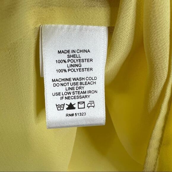 1. State yellow off shoulder ruffle short sleeve chiffon halter top small - Picture 6 of 6